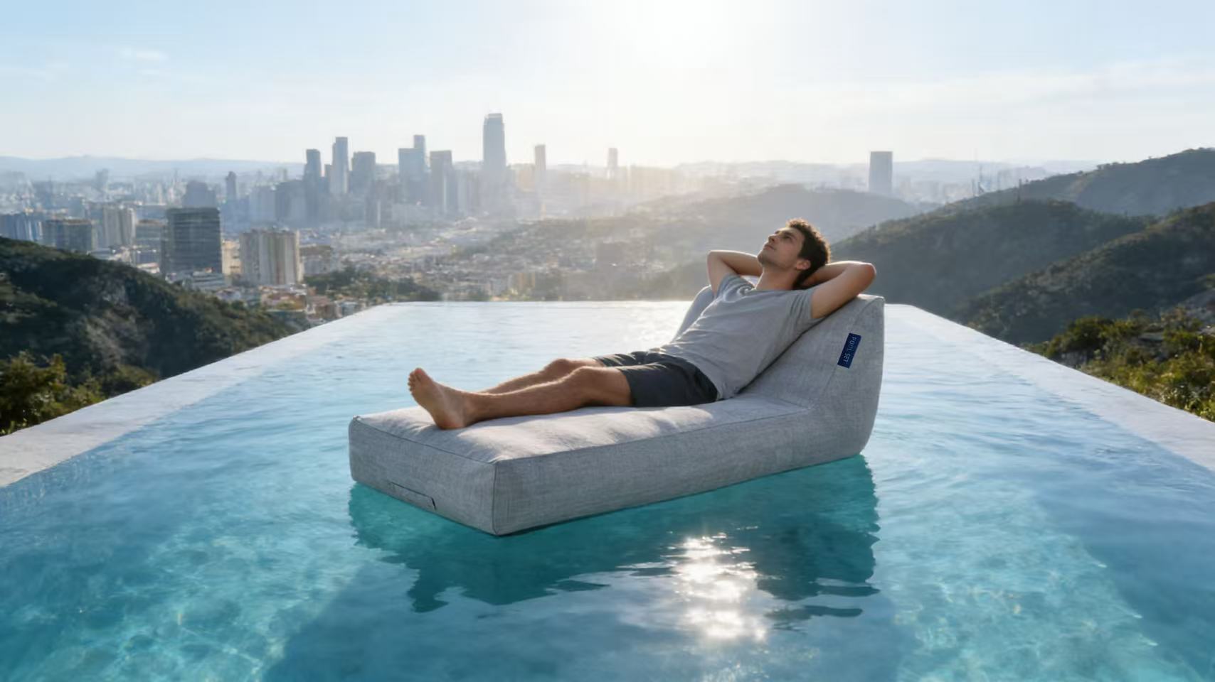 Pool Set Luxury Inflatable Pool Lounger Light Grey