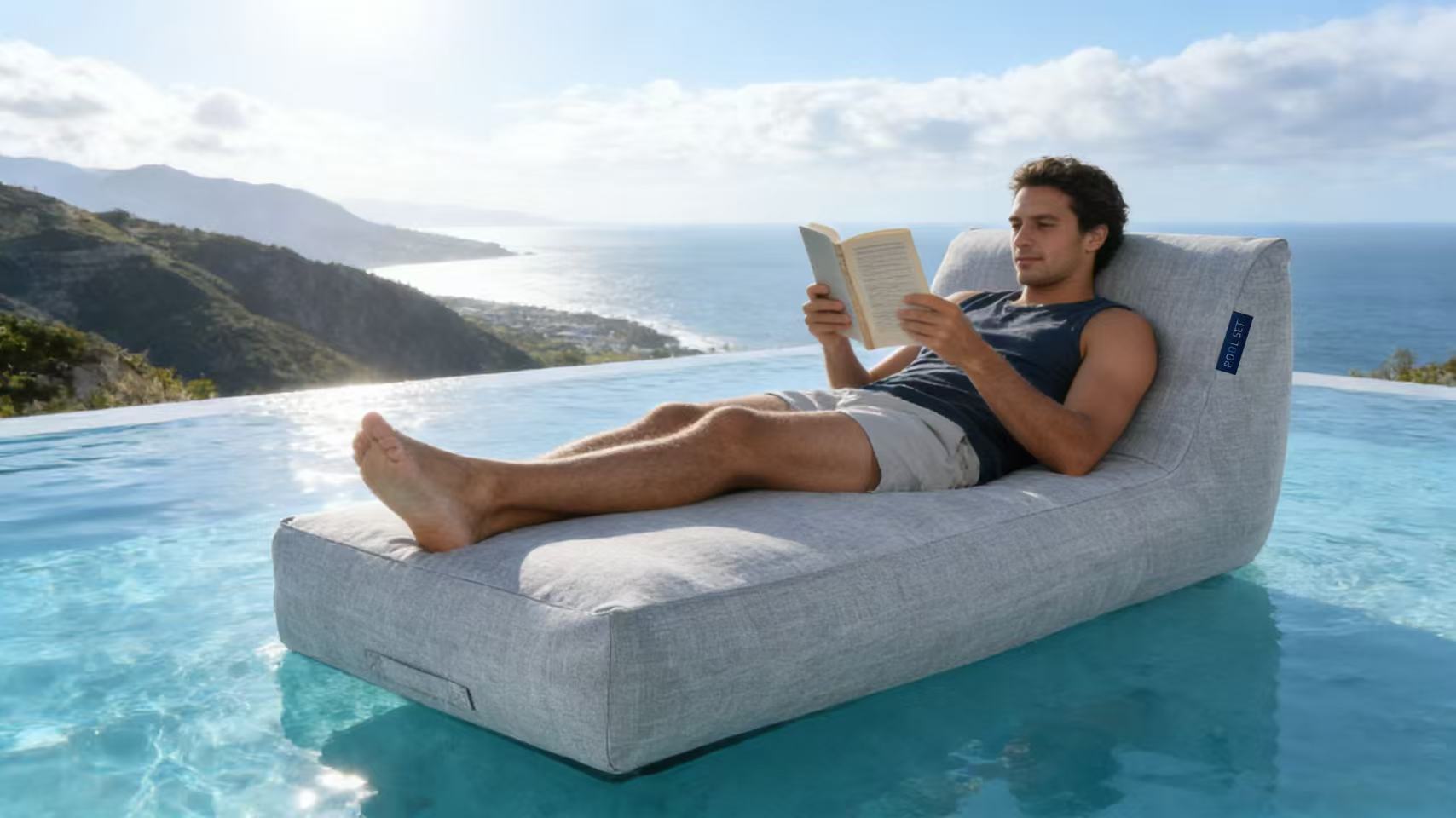 Pool Set Luxury Inflatable Pool Lounger Light Grey