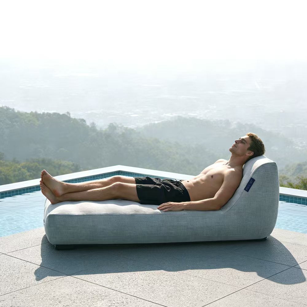 Pool Set Luxury Inflatable Pool Lounger Light Grey